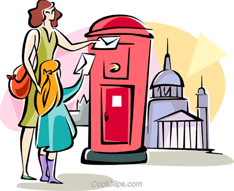 English Woman Dropping Off Her Mail Royalty Free Vector - Illustration (480x392)