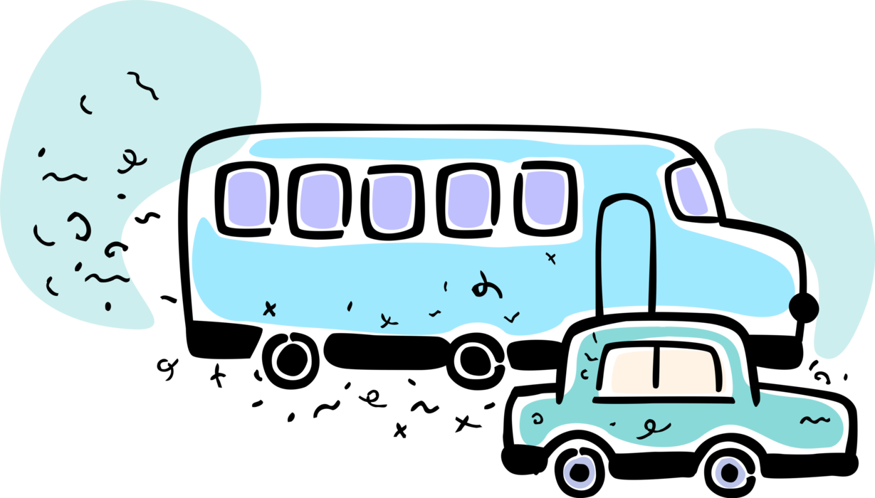 Vector Illustration Of Intercity Passenger Tour Bus - Illustration (1229x700)