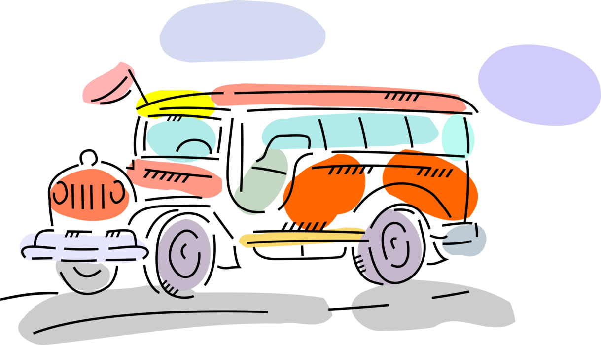 Vector Illustration Of Small Passenger Tour Bus Automobile - Illustration (1219x700)