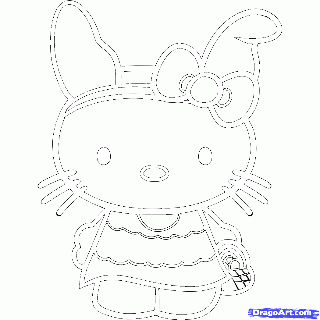 How To Draw Easter Hello Kitty - Hello Kitty Easter Coloring Pages (1050x1050)