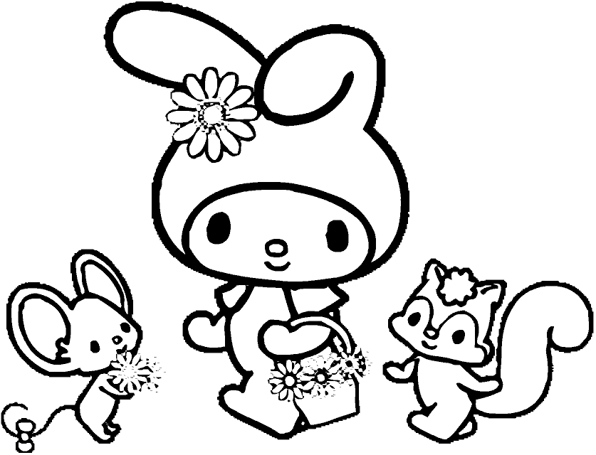 Hello Kitty And My Melody Coloring Pages Melody Coloring - My Melody Hello Kitty Coloring Pages (837x640)
