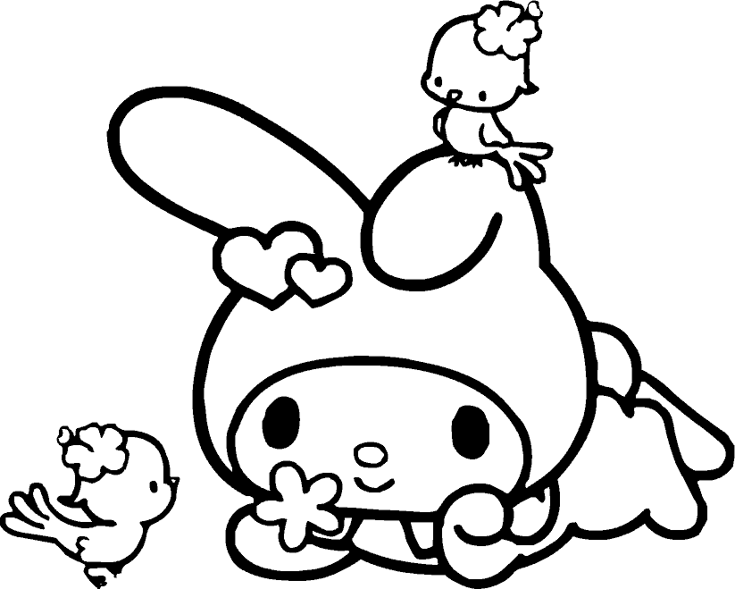 Hello Kitty And My Melody Coloring Pages My Melody - Melody Coloring Pages (823x659)