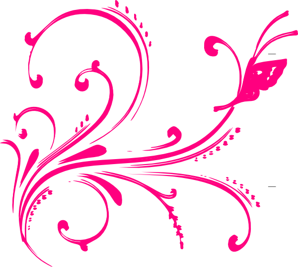 Pink Butterfly Vector Png - Pink Butterfly Border Png (600x537)