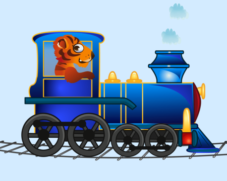 The Blue Vehicle - Cartoon Locomotive (450x360)