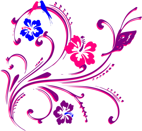 Pink Scroll Border Clip Art Butterfly Scroll Purple - Pink And Purple Butterflies (495x700)