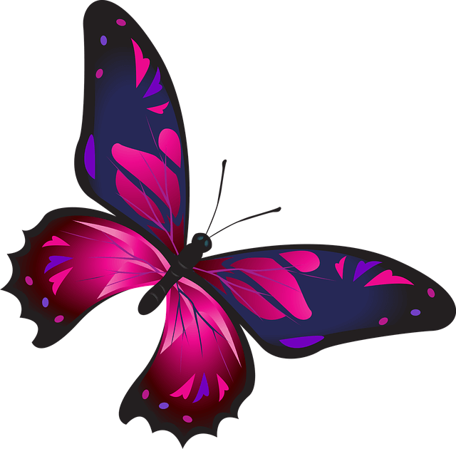 Beautifile Nails Pink And Blue Butterfly, Part Of Logo - Nails Logo Butterfly (640x630)