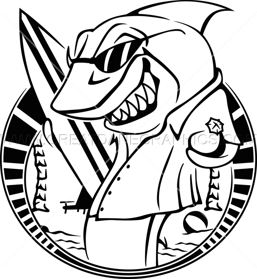 Surf Shark - Shark Surfing Drawing (825x896)