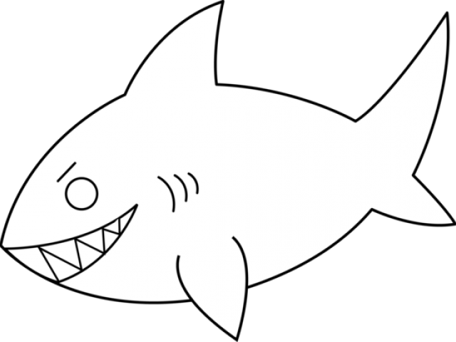 Shark Line Art - Shark Outline Easy (640x480)