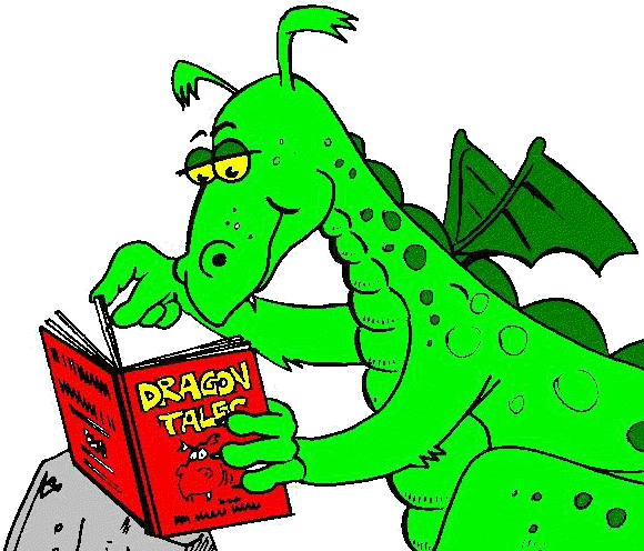 Dragon Reading Clipart - Dragon Reading Clipart (584x503)