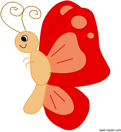 Red Cartoon Butterfly - Spring Props (450x450)