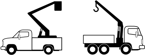 Deux Camions De Levage Black White Line Art 555px - Bucket Truck Clip Art (1552x750)