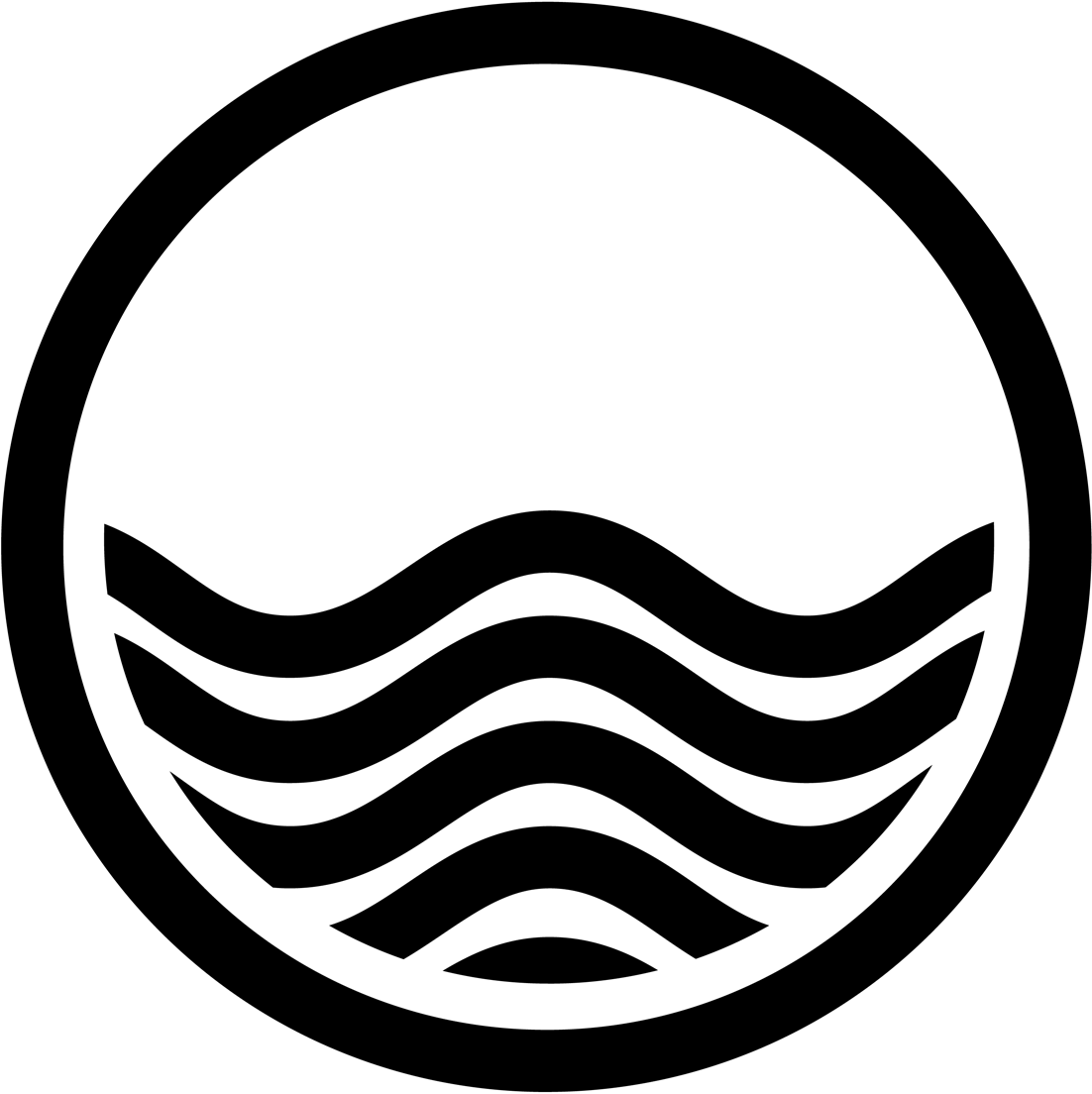 Waves Tidal Wave Clipart - Water Waves Vector Black And White (1102x1104)