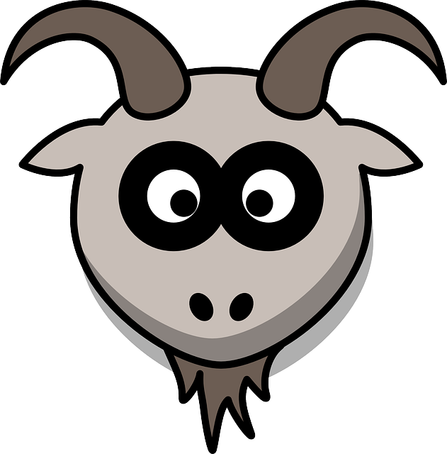 Goat, Head, Cartoon, Gray, Animal, Mountains - Cartoon Goat (631x640)