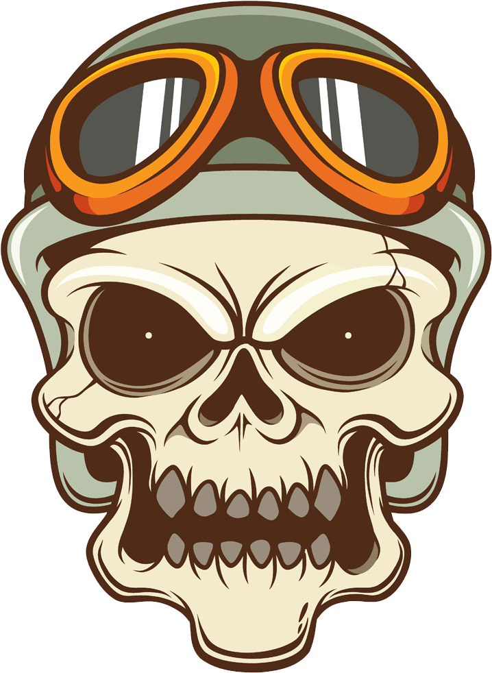 Motorcycle Helmet Skull Clip Art - Skull With Goggles Png Clipart (875x1000)