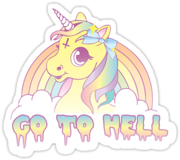 "go To Hell" Mean Unicorn By Amy Grace - Go To Hell Pony (375x360)