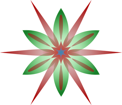 Starburst Flower Red And Green Decorative - ดาวกระจาย กราฟฟิก (392x340)