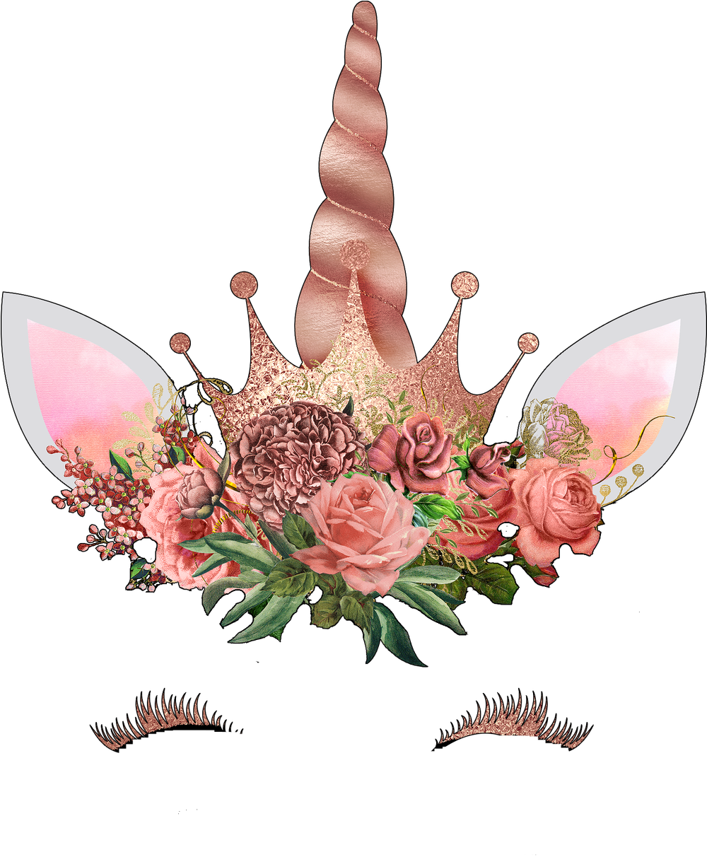 Rose Gold Ready To Press Transfer - Unicorn Face Transparent (999x1280)
