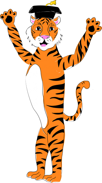 Tiger Clipart Graduate - Tiger With Graduation Cap (336x600)
