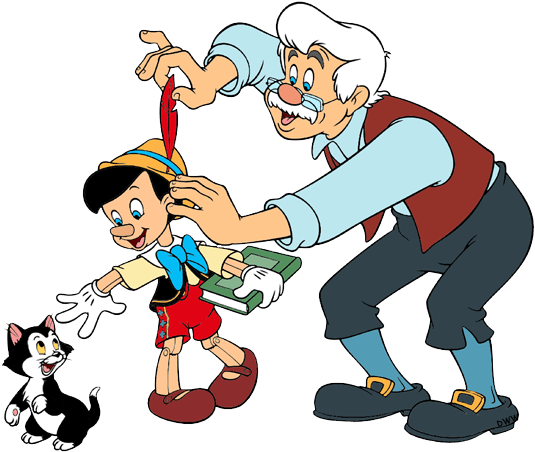 Pinocchio Gepetto And Figaro Png - Pinocchio (546x461)