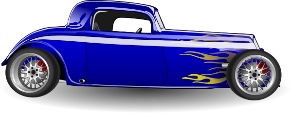 Blue Classic Car Clipart - Hot Rod Clipart (600x233)