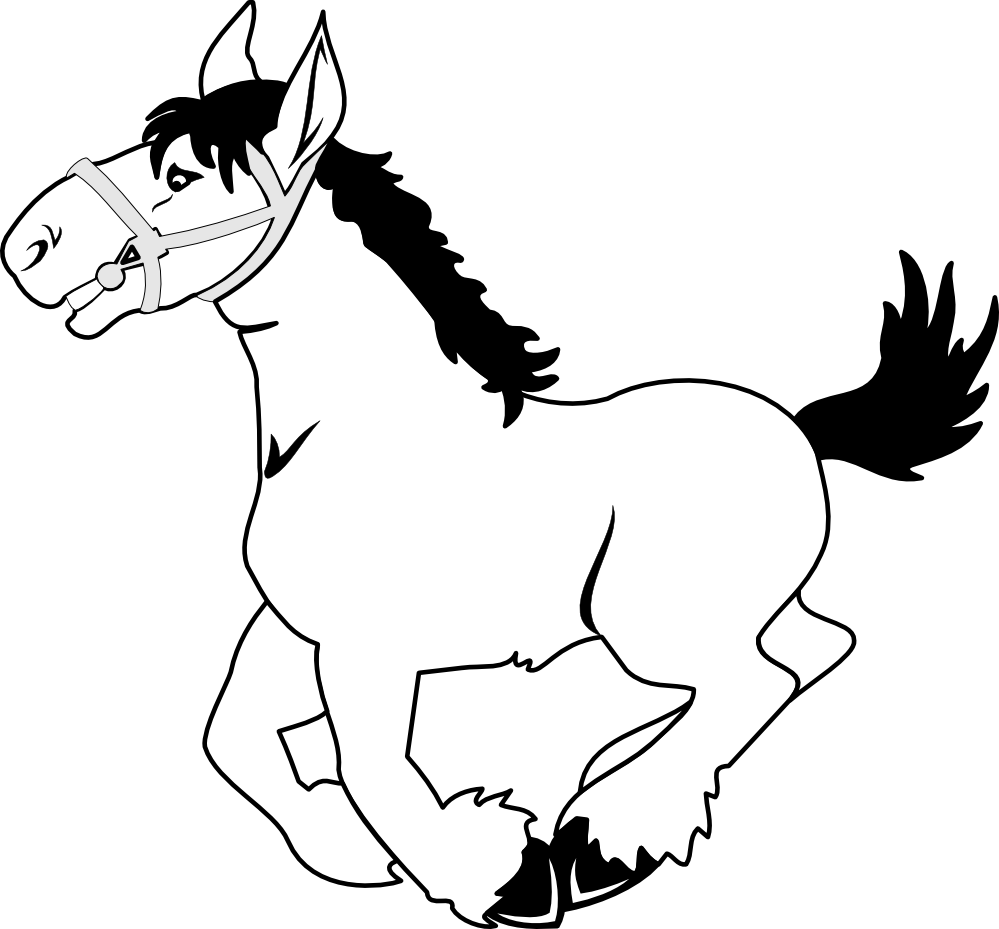Horse Clip Art - Black And White Horse (999x929)