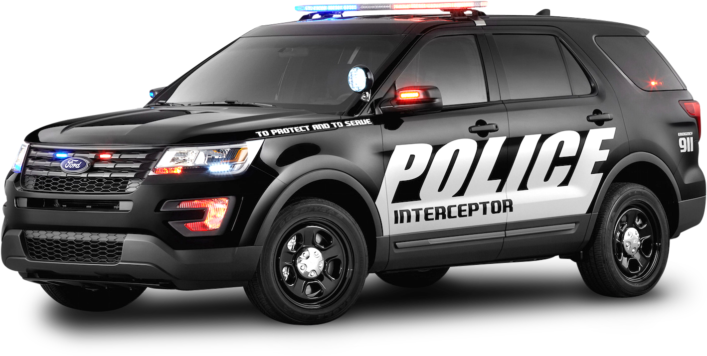 Black Ford Police Interceptor Car Png Image - Police Car Png (1527x782)