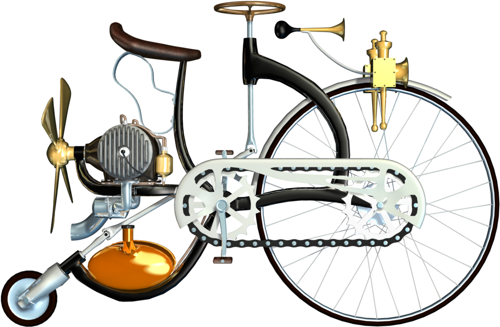 Steampunk Bike 01 Png Stock By Roy3d - Steampunk Bicycle Png (1024x768)