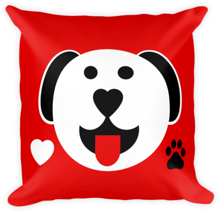 Puppy Face With Heart And Paw Red Throw Pillow - Throw Pillow (480x480)