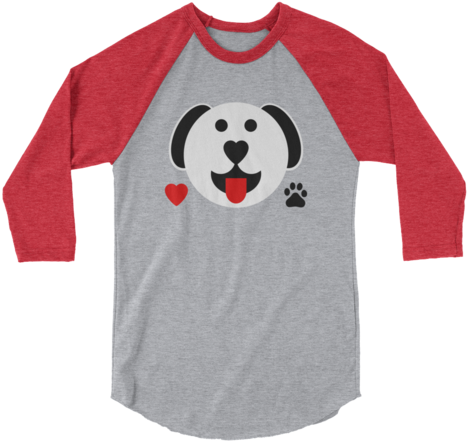 Puppy Face With Heart And Paw Heather Gray And Red - Vavinche Haunting Sqaud-baseball Tee Haunting Squad,halloween (480x480)