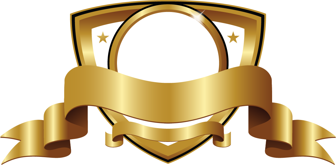 Gold Shield Ribbon Border - Gold Badge Png (1120x550)