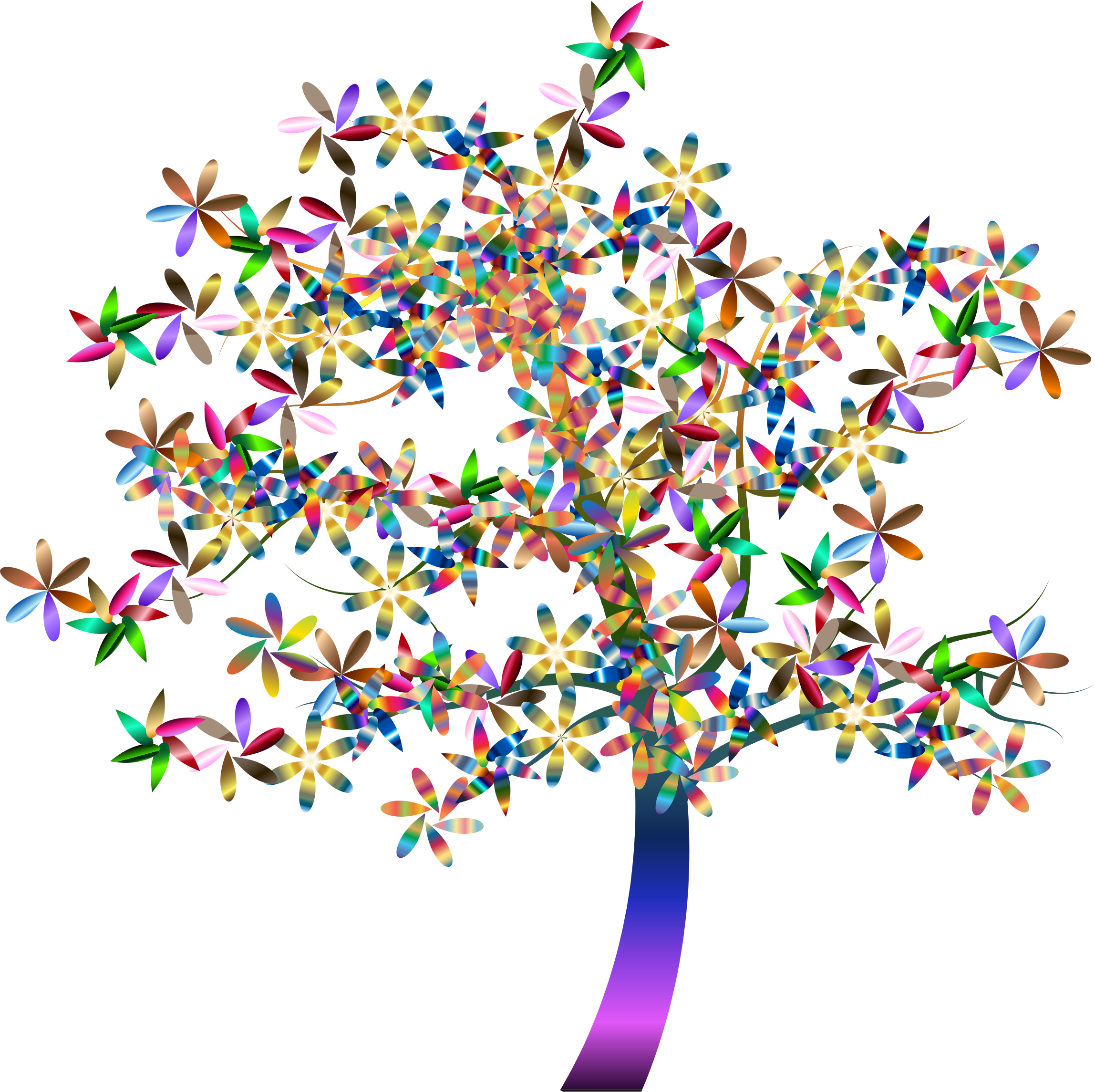 Pin Colorful Tree Clipart - Tree With A Flower Clip Art (2296x2289)