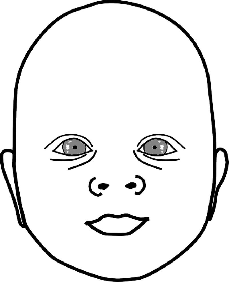 Suckling, Face, Boy, Girl, Children, - Baby Head Outline (800x988)