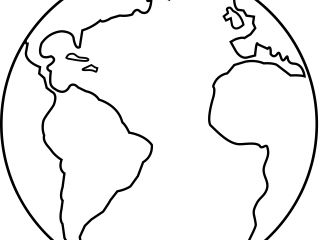 Planet Earth Clipart Outline - Earth Clipart Black And White (640x480)