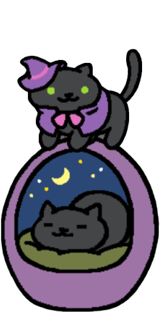 Hermeowne And Smokey With The Nightview Egg Bed - Neko Atsume Egg Bed Night View (500x708)