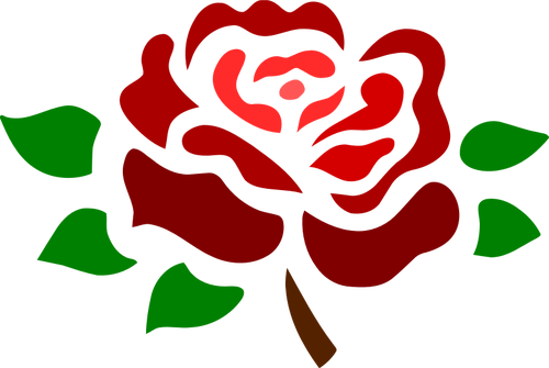 Blossomed Deep Red Rose - Vector Rose Png Black And White (500x335)