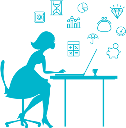 Girl Online Shopping Cartoon (550x550)