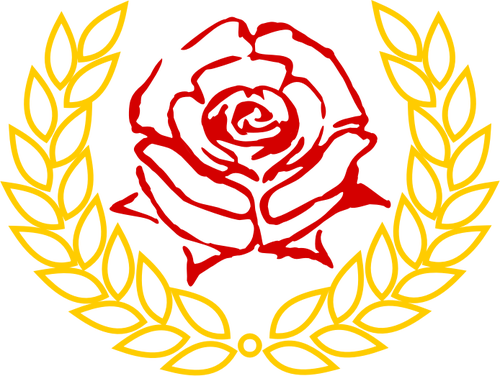 Red Rose In Laurel Wreath Vector Clip Art - International Women's Day Bread And Roses (500x376)