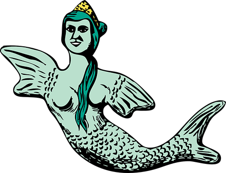 Mermaid Fish Woman Tail Fictitious Fantasy - 人魚 フリー イラスト (443x340)