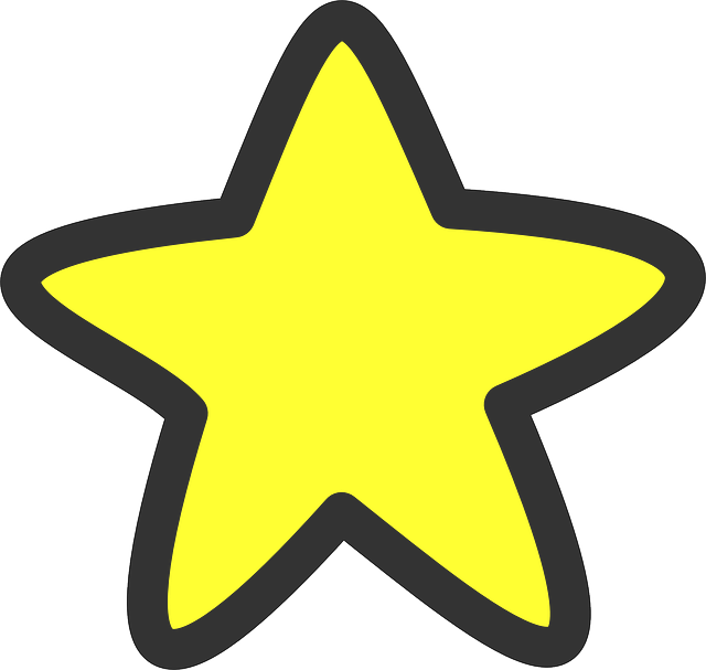 Black, Outline, Star, Yellow, White, Five, Cartoon - Star Clipart (640x607)