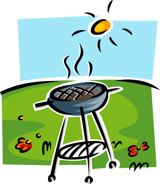 Vector Illustration Of Outdoor Summer Barbeque Or Bbq - Bbq Clipart (609x700)