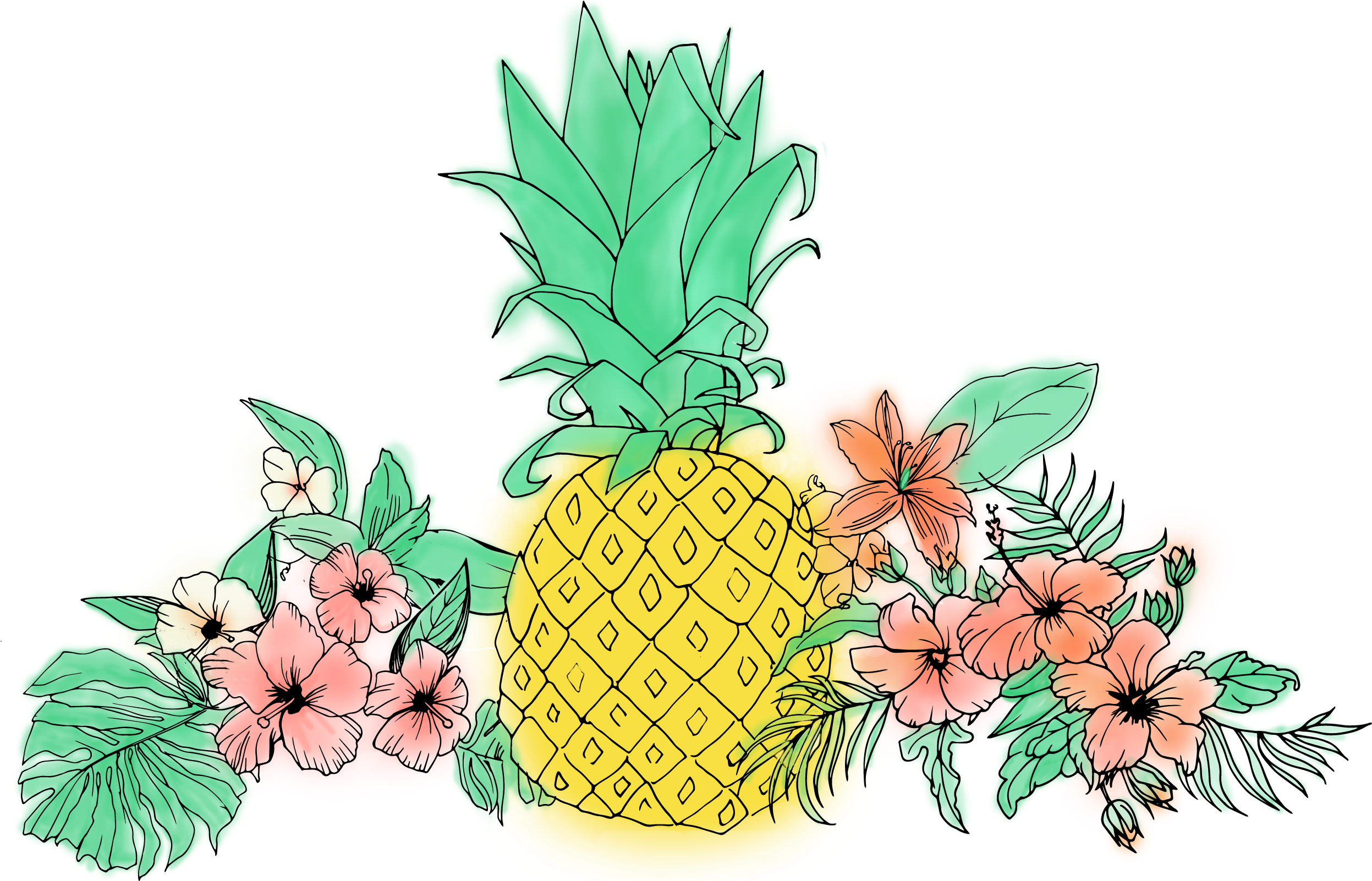 Pineapple Fruit Flower Clip Art - Ojngdafs Customized Cushion Covers Pineapple Flower (2599x1601)