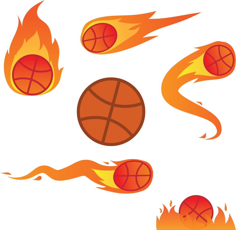 Basketball Euclidean Vector Fire Icon - Fire Basketball Vector Png (965x978)