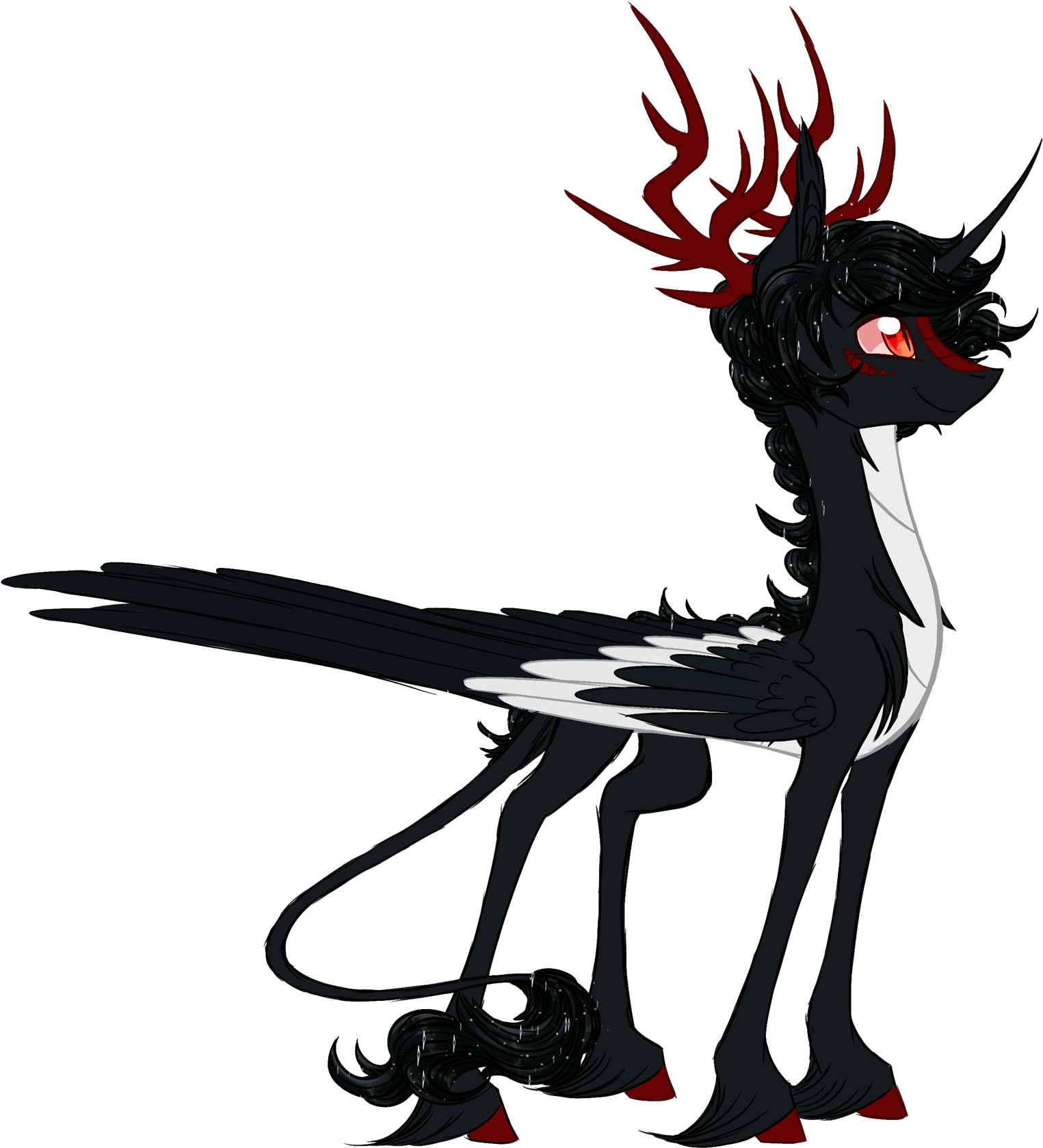 Alicorn, Alternate Universe, Antlers, Artist - Illustration (1628x1735)