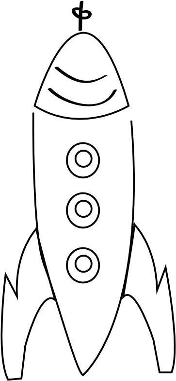 Rocket Clipart Black And White Rocket Black White Line - Rocket Ship Black And White Clipart (555x894)