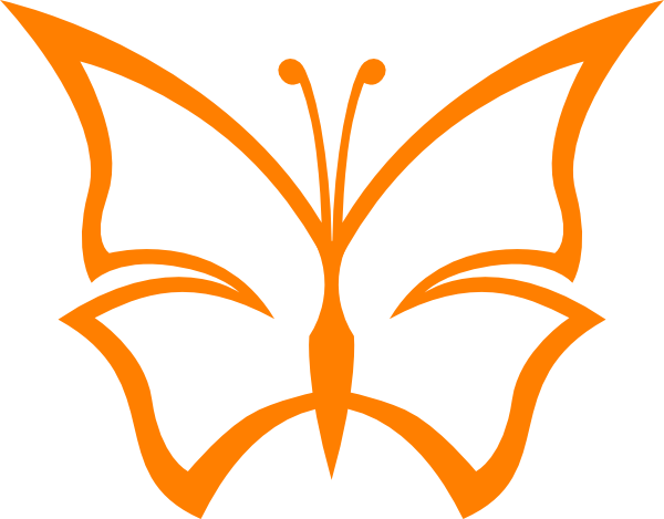 Orange Butterfly Clip Art At Clkercom Vector Online - Butterfly Clipart Line Drawing (600x469)