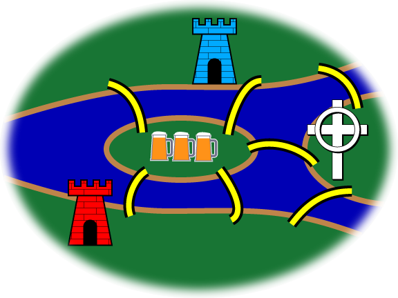A Variant With Red And Blue Castles, A Church And An - 7 Bridges Of Konigsberg (576x432)