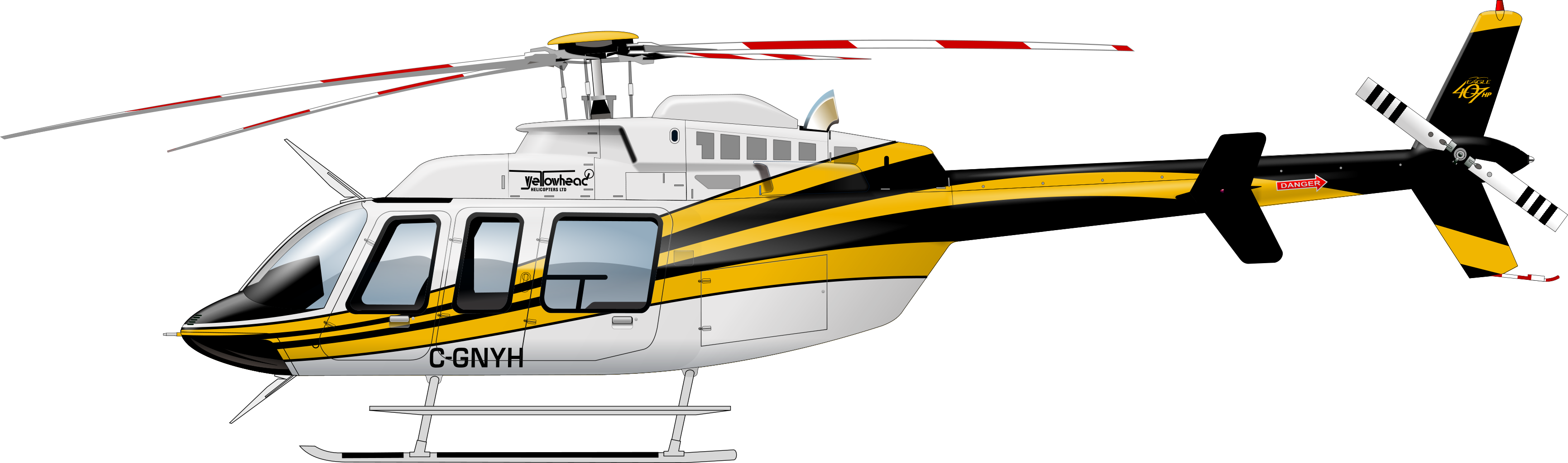 Yellowhead Eagle 407 Png Clipart - Helicopter (3463x1024)