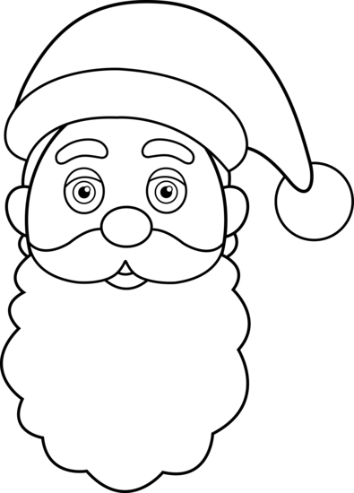 Line Art Of Santa Claus Face - Santa Claus Line Drawing (395x550)