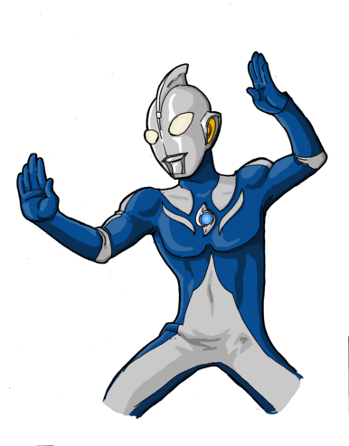 Ultraman Cosmos Online - Ultraman Cosmos Cartoon (400x506)