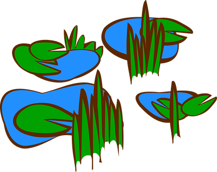 Lily Pad Clipart Pond Plant - Marsh Clip Art (429x340)